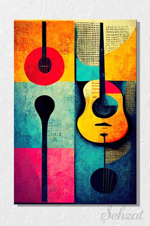 Şehzat Kanvas Tablo Müzik Gitar Nota 20 x 30 cm
