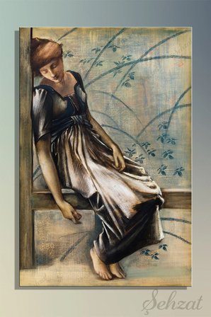 Duvar Tablosu Dikey Kanvas Tekli Salon Yatak Odası Ofis Sir Edward Burne-Jones Bahçe Avlusu