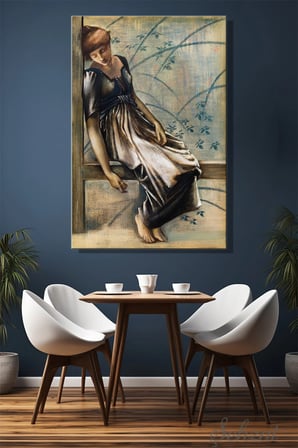 Duvar Tablosu Dikey Kanvas Tekli Salon Yatak Odası Ofis Sir Edward Burne-Jones Bahçe Avlusu