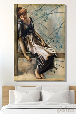 Duvar Tablosu Dikey Kanvas Tekli Salon Yatak Odası Ofis Sir Edward Burne-Jones Bahçe Avlusu