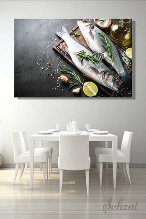 Şehzat Levrek Balık Kanvas Tablo 20x30 cm Dekoratif Duvar Tablosu