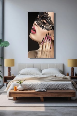 Nü Kadın Maske Yüz Dikey Tekli Kanvas Duvar Tablosu Modern Salon Yatak Odası Ofis Cafe