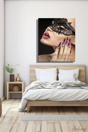 Nü Kadın Maske Yüz Dikey Tekli Kanvas Duvar Tablosu Modern Salon Yatak Odası Ofis Cafe
