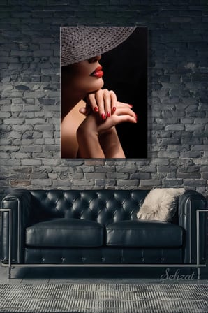 Nü Şapkalı Kadın Dikey Tekli Kanvas Duvar Tablosu Modern Salon Yatak Odası Ofis Cafe
