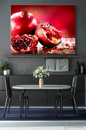 Yatay Tekli Kanvas Duvar Tablosu Modern Lokanta Kafe Restoran Salon Mutfak Nar Bereket Meyve