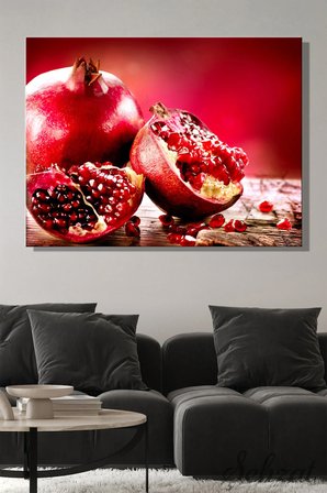 Yatay Tekli Kanvas Duvar Tablosu Modern Lokanta Kafe Restoran Salon Mutfak Nar Bereket Meyve