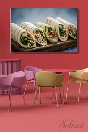 Şehzat Tavuk Dürüm Kanvas Tablo 20x30 cm Dekoratif Duvar Tablosu