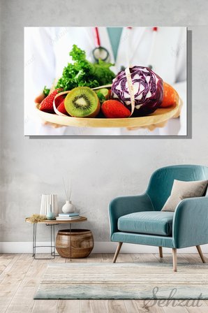 Yatay Tekli Kanvas Duvar Tablosu Modern Lokanta Kafe Restoran Mutfak Diyet Yiyecekleri Kilo Verme
