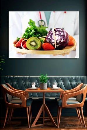 Yatay Tekli Kanvas Duvar Tablosu Modern Lokanta Kafe Restoran Mutfak Diyet Yiyecekleri Kilo Verme