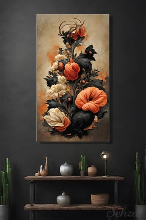 Şehzat Dikey Tekli Kanvas Tablo 20x30 cm Soyut Çiçek