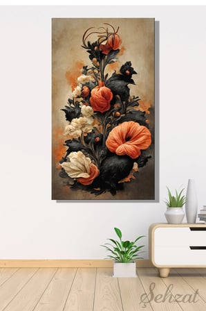 Şehzat Dikey Tekli Kanvas Tablo 20x30 cm Soyut Çiçek