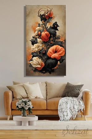 Şehzat Dikey Tekli Kanvas Tablo 20x30 cm Soyut Çiçek