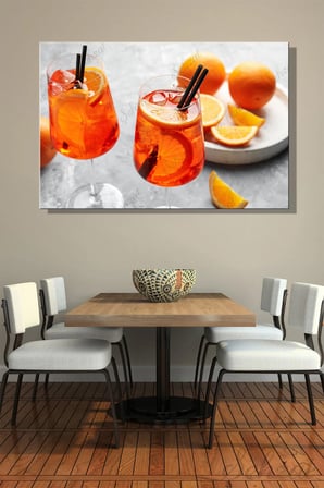 Yatay Tekli Kanvas Duvar Tablosu Modern Lokanta Kafe Restoran Mutfak Bar Portakal Kokteyl İçecek
