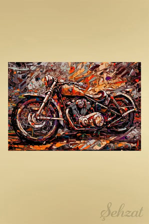 Şehzat Motorsiklet Kanvas Tablo 20x30 cm Soyut Modern Dekoratif Duvar Tablosu