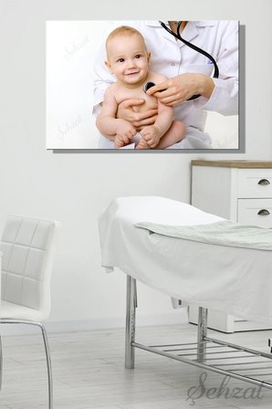 Yatay Tekli Kanvas Duvar Tablosu Modern Ofis Doktor Muayene Bebek Hastane Sağlık Klinik