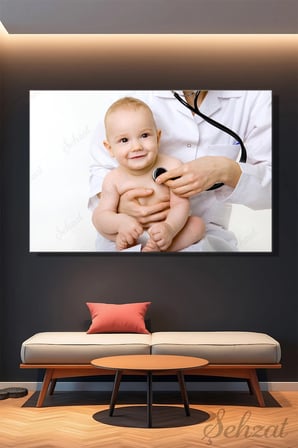 Yatay Tekli Kanvas Duvar Tablosu Modern Ofis Doktor Muayene Bebek Hastane Sağlık Klinik