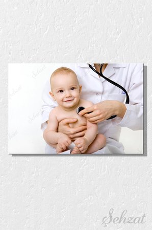 Yatay Tekli Kanvas Duvar Tablosu Modern Ofis Doktor Muayene Bebek Hastane Sağlık Klinik