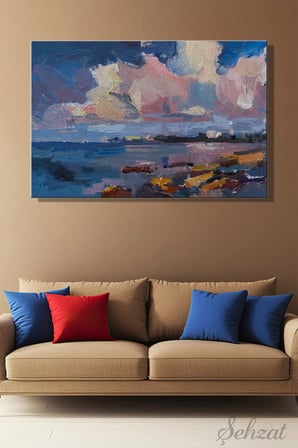 Şehzat Kanvas Tablo Soyut Gün Batımı Deniz 20 x 30 cm