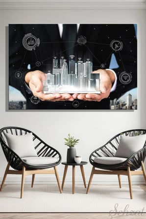Şehzat Kanvas Tablo 20x30 cm Teknoloji Ofis Temalı