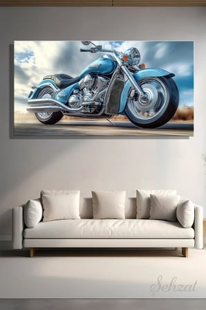 Panoramik Tekli Kanvas Duvar Tablosu Modern Salon Yatak Odası Ofis Harley Davidson Motorsiklet