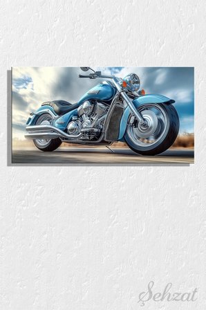 Panoramik Tekli Kanvas Duvar Tablosu Modern Salon Yatak Odası Ofis Harley Davidson Motorsiklet