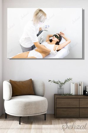 Yatay Tekli Kanvas Duvar Tablosu Modern Güzellik Salonu Hastane Klinik Lazer Epilasyon Sağlık İş