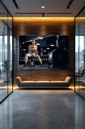 Yatay Tekli Kanvas Duvar Tablosu Modern Spor Salonu Ofis Fitness Antreman Dambıl Form Gym İş