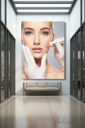 Dikey Tekli Kanvas Duvar Tablosu Modern Klinik Medikal Estetik Enjeksiyon İğne Botoks Dolgu İş