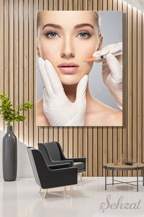 Dikey Tekli Kanvas Duvar Tablosu Modern Klinik Medikal Estetik Enjeksiyon İğne Botoks Dolgu İş
