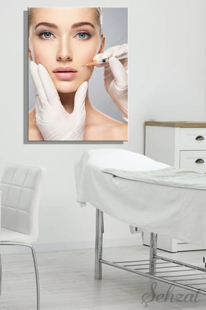Dikey Tekli Kanvas Duvar Tablosu Modern Klinik Medikal Estetik Enjeksiyon İğne Botoks Dolgu İş
