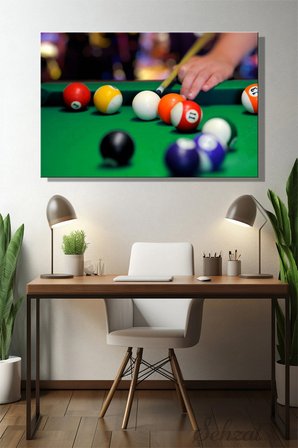 Yatay Tekli Kanvas Duvar Tablosu Modern Salon Yatak Odası Ofis Bilardo Topu Hobi Oyun Aktivite