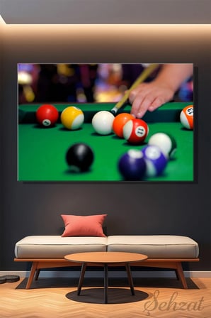 Yatay Tekli Kanvas Duvar Tablosu Modern Salon Yatak Odası Ofis Bilardo Topu Hobi Oyun Aktivite