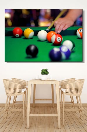 Yatay Tekli Kanvas Duvar Tablosu Modern Salon Yatak Odası Ofis Bilardo Topu Hobi Oyun Aktivite