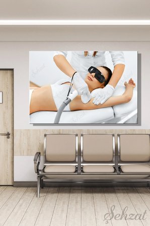 Kanvas Duvar Tablosu Yatay Tekli Klinik Güzellik Salonu Doktor Lazer Epilasyon Cilt Yüz İş