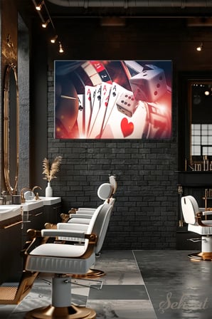 Yatay Tekli Kanvas Duvar Tablosu Modern 3D Casino Las Vegas Poker Zar Oyun Kartı Slot Rulet İş