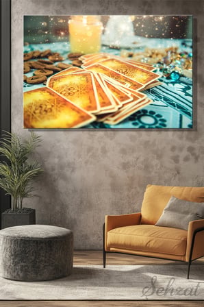 Yatay Tekli Kanvas Duvar Tablosu Modern Salon Mutfak Yatak Odası Ofis Tarot Kartları Spiritüel Astroloji İş