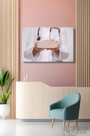 Yatay Tekli Kanvas Duvar Tablosu Modern Klinik Medikal Estetik Silikon Göğüs Plastik Cerrah İş