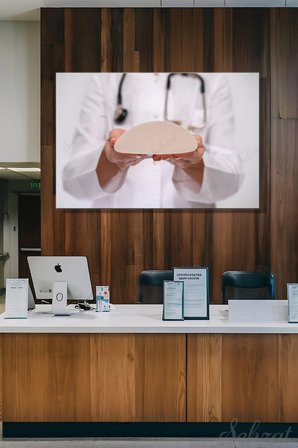 Yatay Tekli Kanvas Duvar Tablosu Modern Klinik Medikal Estetik Silikon Göğüs Plastik Cerrah İş