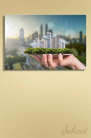 Yatay Tekli Kanvas Duvar Tablosu Modern Emlak Ofisi İnşaat Gyo Şehir Planlama Proje Ev Site İş