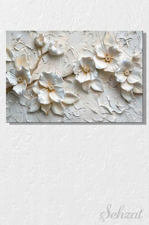 Şehzat Manolya Çiçek 3D Kabartma Kanvas Tablo 20 x 30 cm
