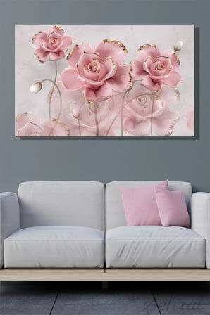 Şehzat Kanvas Tablo Pembe Gül 20 x 30 cm