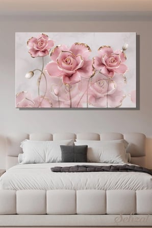 Şehzat Kanvas Tablo Pembe Gül 20 x 30 cm