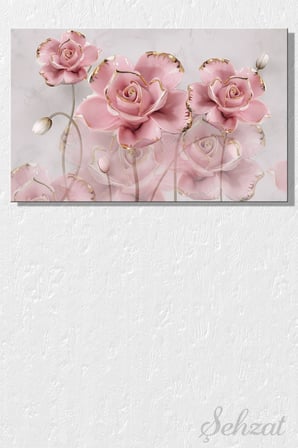 Şehzat Kanvas Tablo Pembe Gül 20 x 30 cm