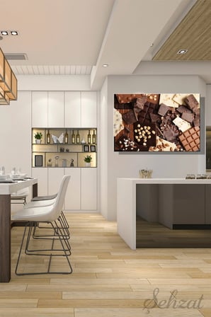 Yatay Kanvas Duvar Tablosu Tekli Pastane Kafe Restoran Mutfak Çikolata Bar Tatlı Pasta İş