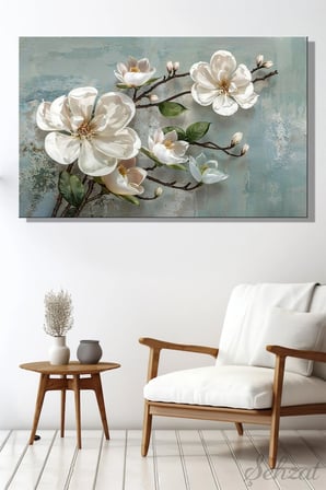 Şehzat Magnolia Çiçeği Kanvas Tablo 20x30 cm 3D Dekoratif Duvar Tablosu