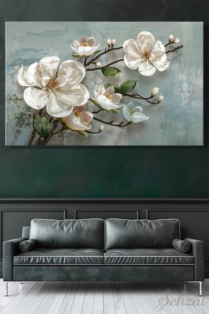 Şehzat Magnolia Çiçeği Kanvas Tablo 20x30 cm 3D Dekoratif Duvar Tablosu