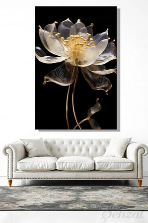 Şehzat Kanvas Tablo Lotus Çiçek 20 x 30 cm Altın Şeffaf