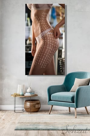 Panoramik Dikey Kanvas Duvar Tablosu Tekli Hastane Klinik Estetik Merkezi Liposuction Yağ Aldırma