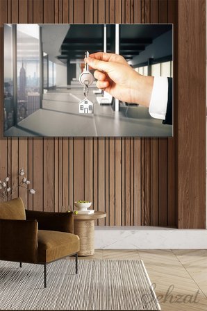 Yatay Tekli Kanvas Duvar Tablosu Modern Emlakçı Emlak Ofisi İnşaat Gyo Proje Anahtar Mimari Ev