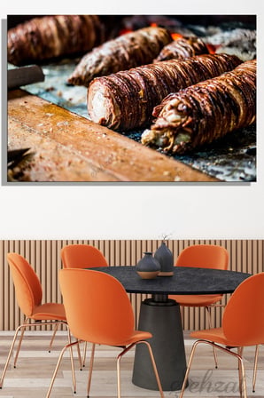 Yatay Kanvas Duvar Tablosu Tekli Lokanta Kafe Restoran Mutfak Sokak Lezzeti Et